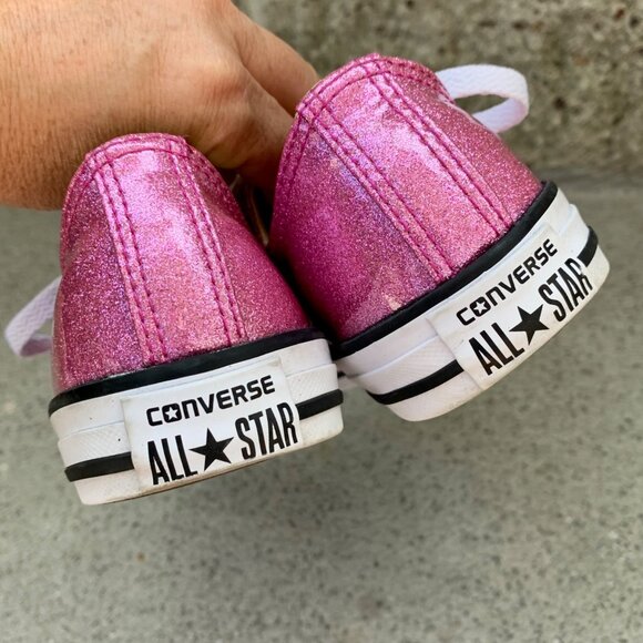 CONVERSE Pink Glitter Sneakers Girls 4.5 EU 37 Chuck Taylor All Star Shoe Shoe - Picture 6 of 9